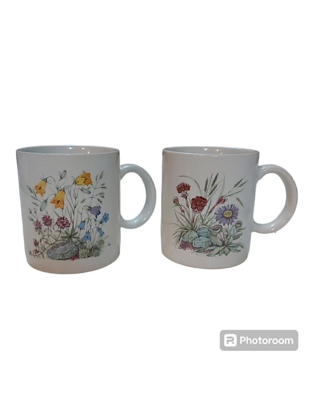 Japan Wildflower Ceramic Coffee Mugs - Floral Design, 3.5 Inches Tall